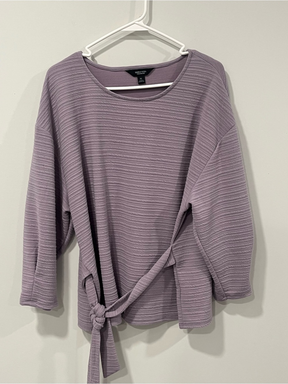 Simply Vera Vera Wang Lavender Ribbed Side-Tie Top